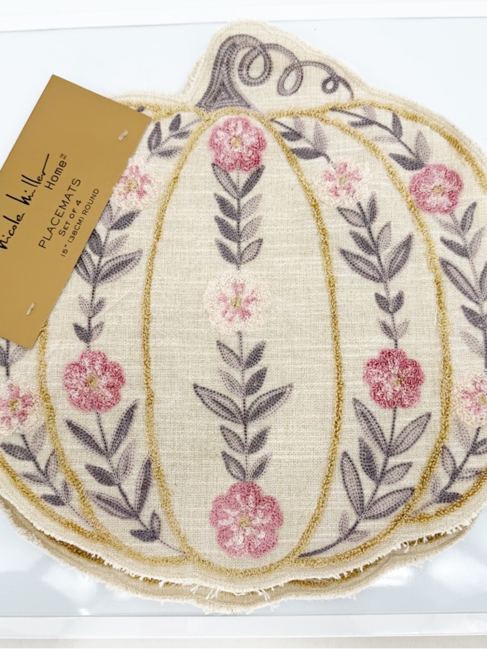 NWT Nicole Miller Set of 4 Pumpkin Placemats - Picture 2 of 6